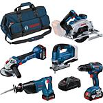 5-piece cordless set, 18 V with 3 x 4.0 Ah Batteries, Chargers and transport bag