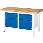 BASIC-8 workbench with 2 drawers and 2 hinged doors with solid beech worktop, 40 mm
