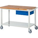 Movable workbench 8001 series BASIC-8 with 1 drawer with solid beech worktop, 40 mm