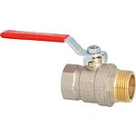 Brass ball valves - NOT suitable for service/drinking water, PN45, full bore, female thread x male thread, with red steel hand lever